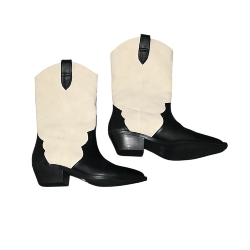 Dolce Vita Black and Cream Heeled Boots - Picture 6 of 11